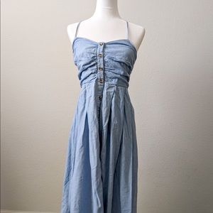 Maternity Halter Denim Dress